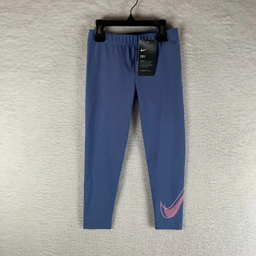 Nike Leggings Girls 6X Royal Blue Dri-Fit Stretch Elastic Waist Pull-On 7381